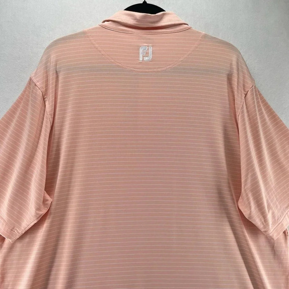 FootJoy Shirt Men Sz XL Golf Polo Stripe Short Sleeve Stretch Performance Orange - Picture 5 of 11